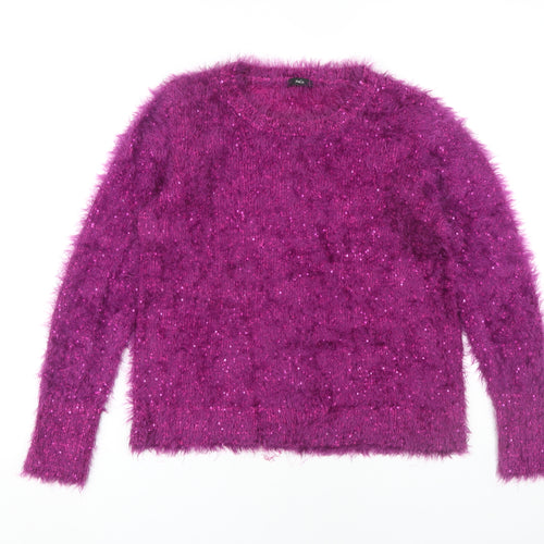 M&Co Women's Purple Sequin Pullover Jumper Size 16