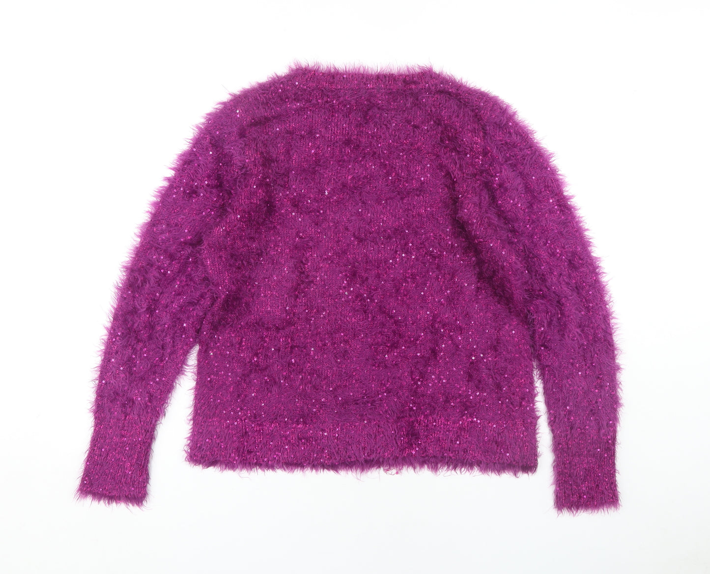 M&Co Women's Purple Sequin Pullover Jumper Size 16