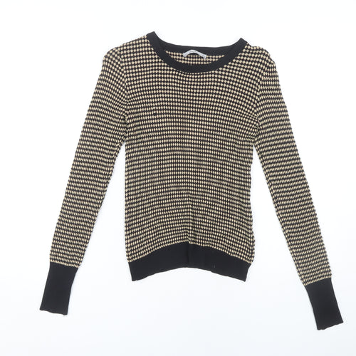 Zara Women's Black Geometric Knit Jumper, Size M