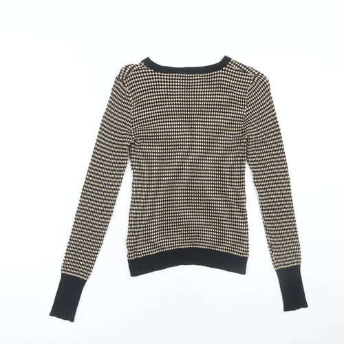 Zara Women's Black Geometric Knit Jumper, Size M