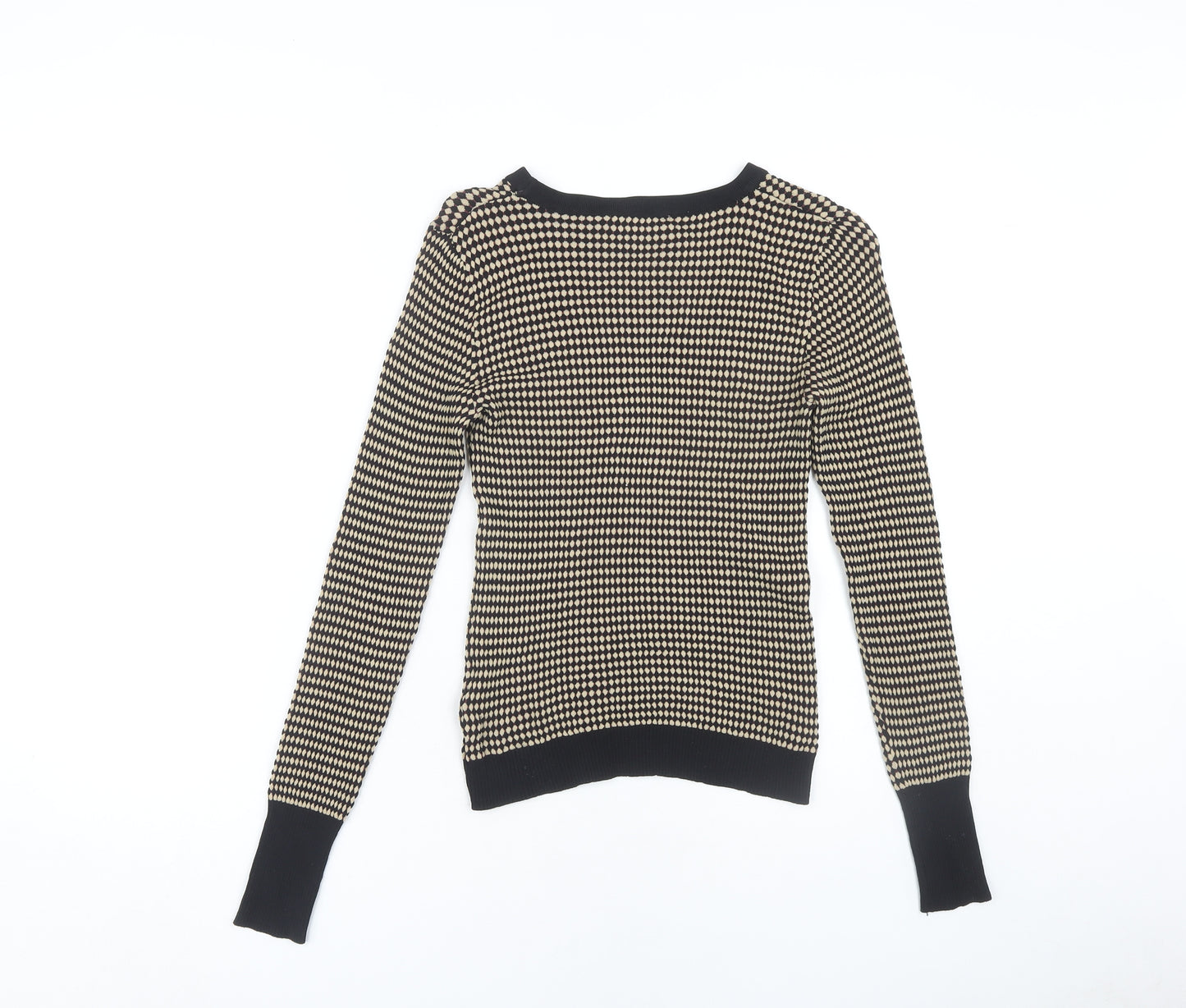 Zara Women's Black Geometric Knit Jumper, Size M