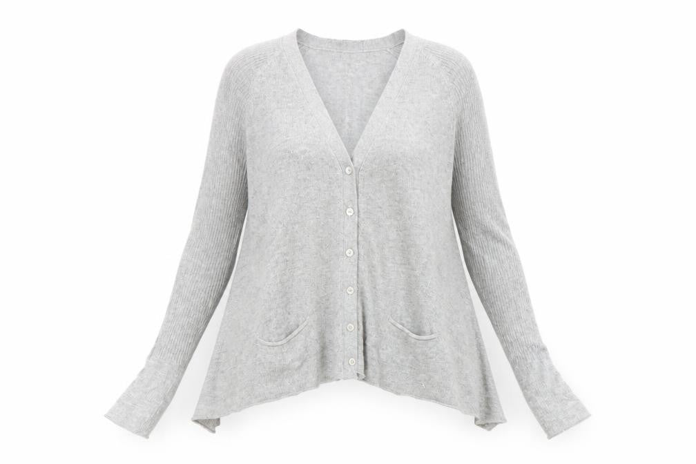 Front view of Next Women's Grey V-Neck Cardigan, size 8