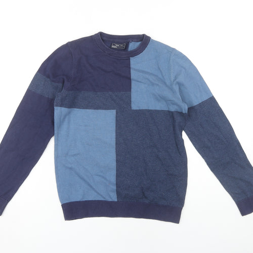 Next Boys Blue Colourblock Cotton Pullover Jumper 11 Years