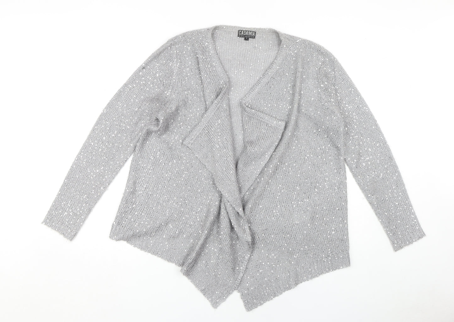 CASAMIA Women's Grey Sequin Cardigan M