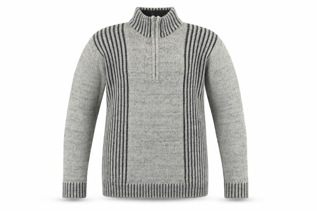 Front view of Rrapidfire Men's Grey Striped jumper L