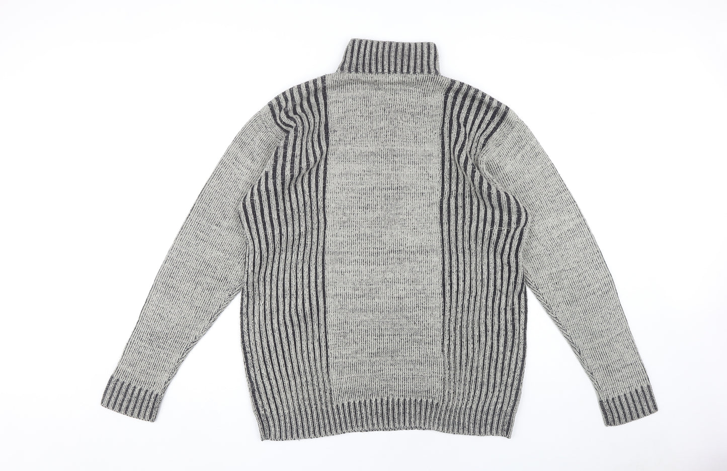 Rrapidfire Men's Grey Striped Pullover Jumper L