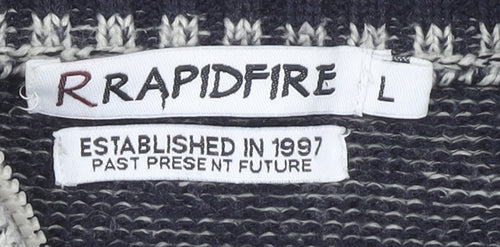 Rrapidfire Men's Grey Striped Pullover Jumper L