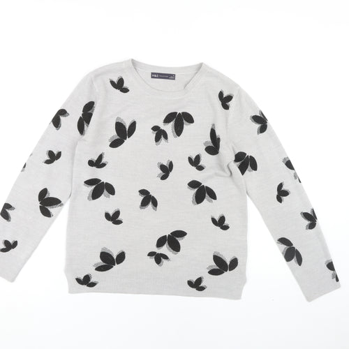Marks and Spencer Women's Grey Butterfly Jumper Size 10