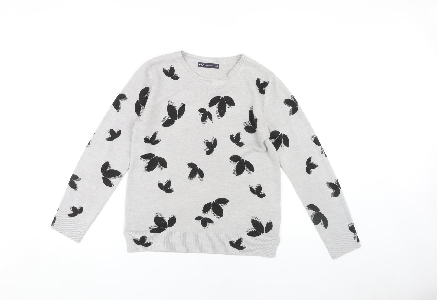 Marks and Spencer Women's Grey Butterfly Jumper Size 10