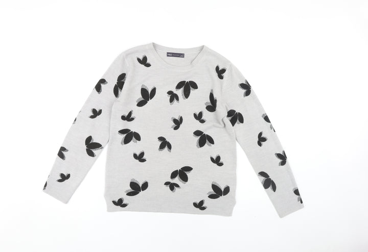 Marks and Spencer Women's Grey Butterfly Jumper Size 10