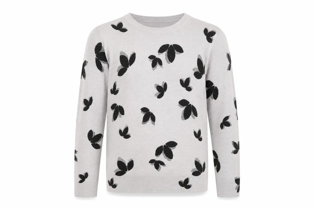 Front view of Marks & Spencer Women's Grey Butterfly Jumper, size 10