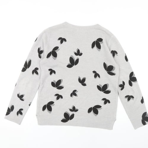 Marks and Spencer Women's Grey Butterfly Jumper Size 10