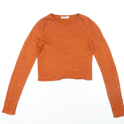 Stradivarius Women's Orange Cropped Top - Size 12