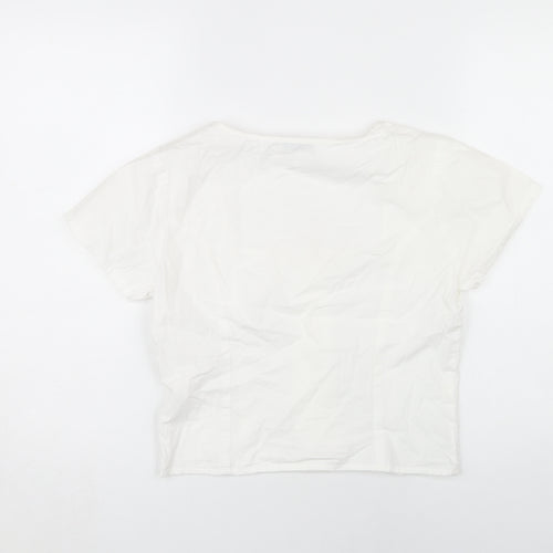 NA-KD Women's White Short Sleeve Blouse Size 10