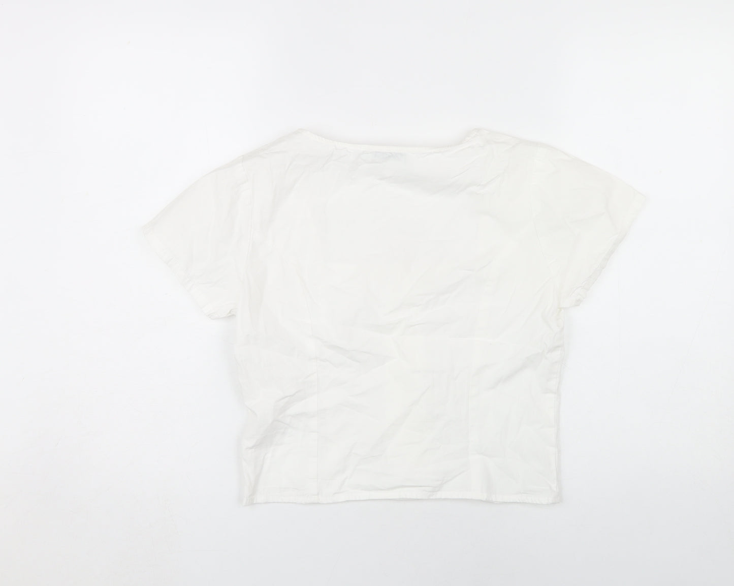 NA-KD Women's White Short Sleeve Blouse Size 10