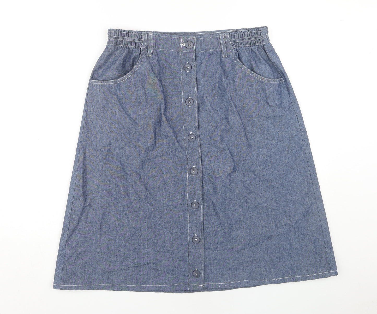 Marks and Spencer Women's Blue Chambray Skirt - Size 16