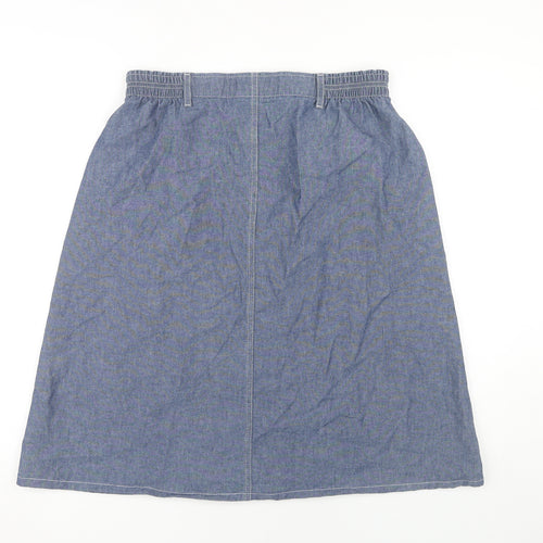 Marks and Spencer Women's Blue Chambray Skirt - Size 16