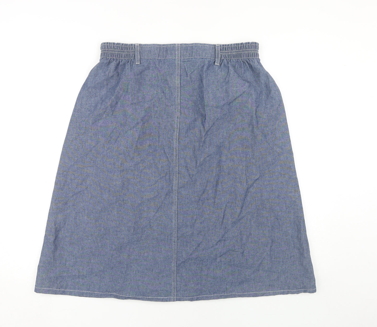 Marks and Spencer Women's Blue Chambray Skirt - Size 16