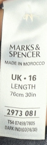 Marks and Spencer Women's Blue Chambray Skirt - Size 16