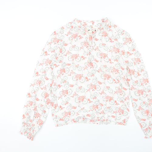 Marks and Spencer Women's Ivory Floral Blouse - Size 8