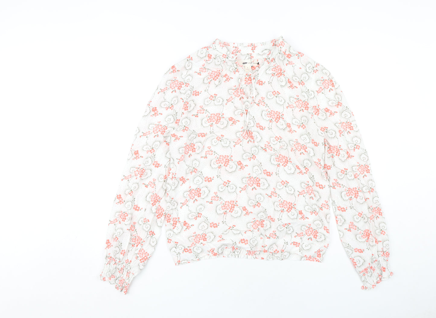 Marks and Spencer Women's Ivory Floral Blouse - Size 8