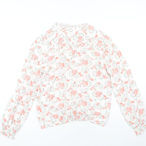 Marks and Spencer Women's Ivory Floral Blouse - Size 8