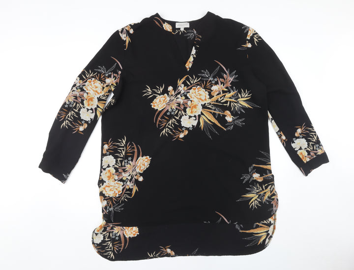 Apricot Women's Black Floral Tunic, XL, Long Sleeve