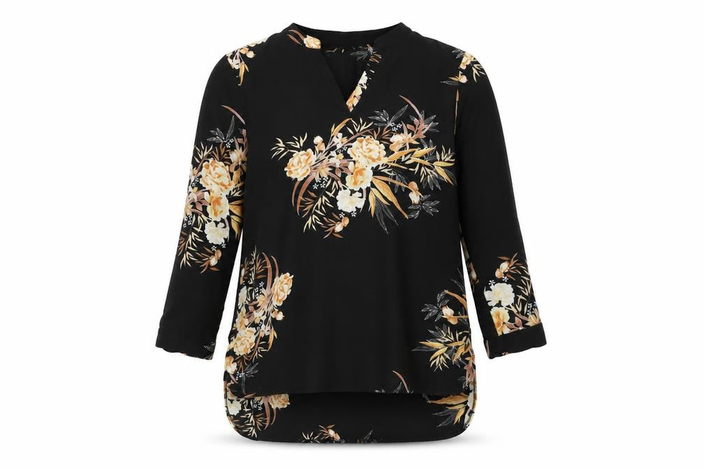 Apricot Women's Black Floral Tunic, XL, Long Sleeve