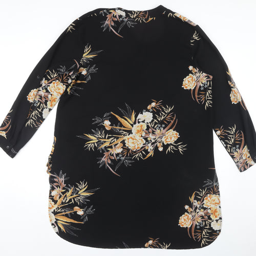 Apricot Women's Black Floral Tunic, XL, Long Sleeve