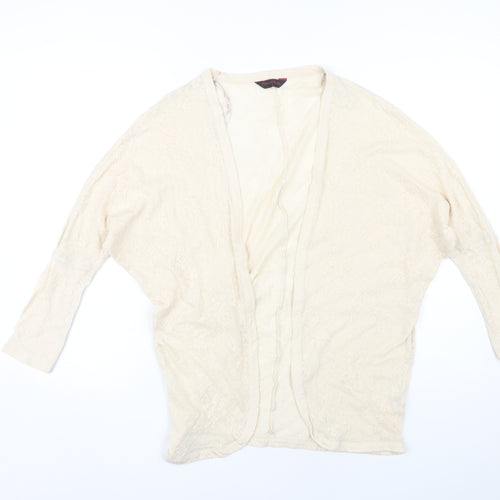 Miss Selfridge Women Ivory Open Front Cardigan Size 8 Open-Knit