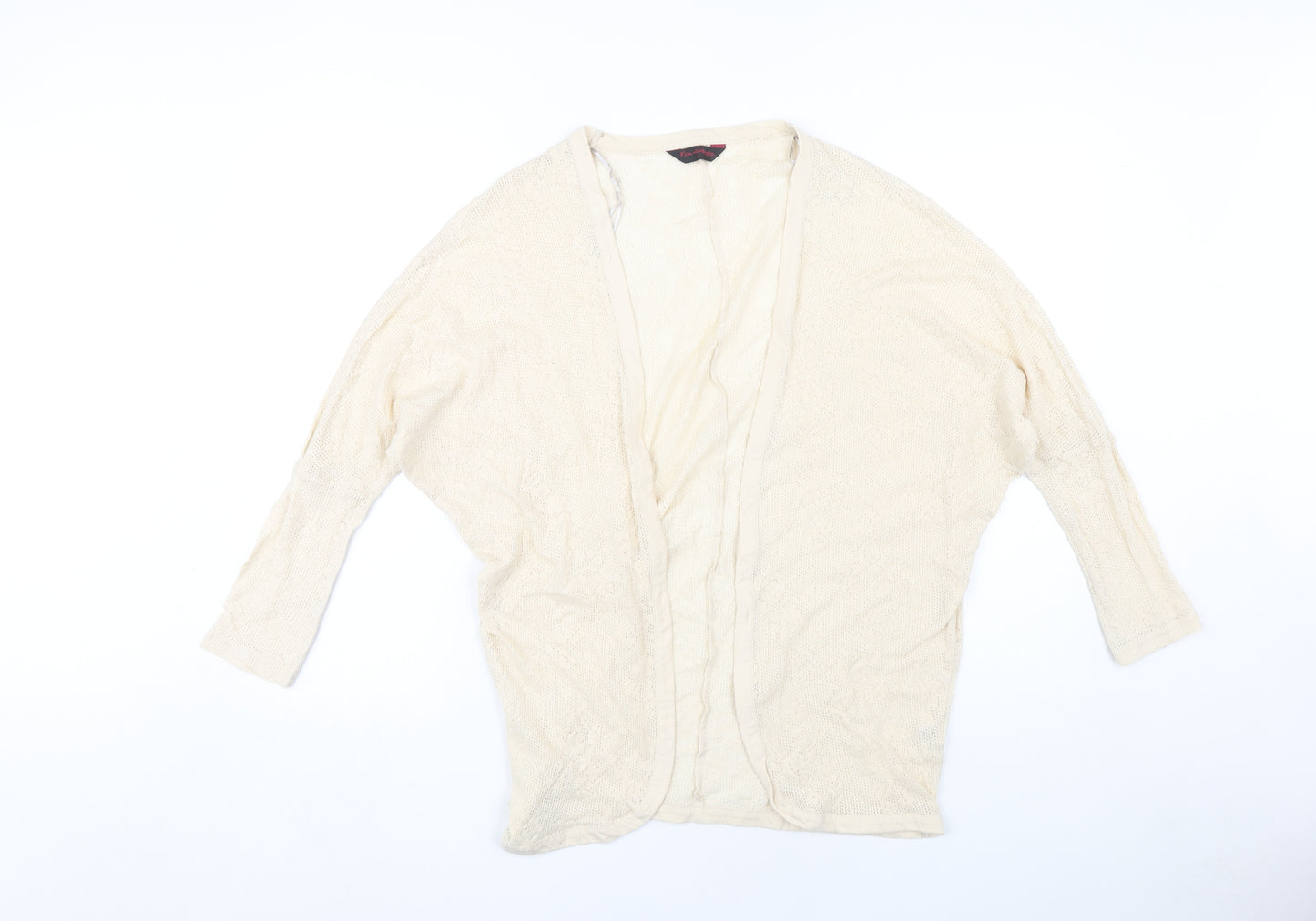 Miss Selfridge Women Ivory Open Front Cardigan Size 8 Open-Knit