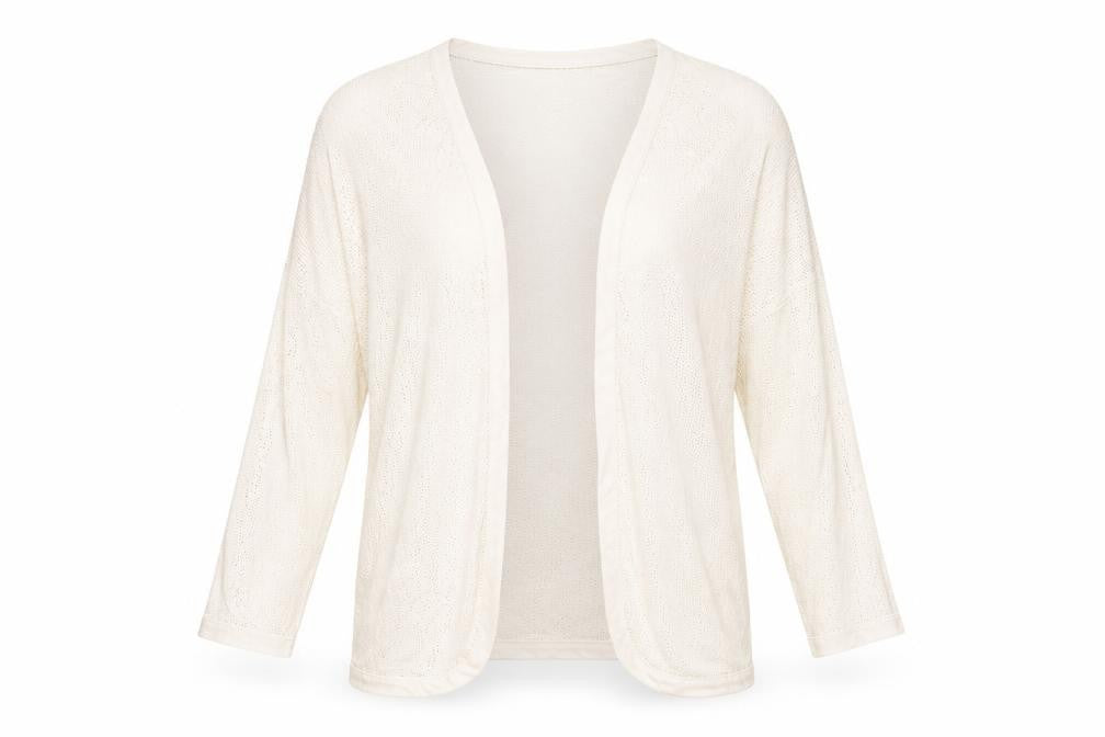 Miss Selfridge Women Ivory Open Front Cardigan Size 8 Open-Knit