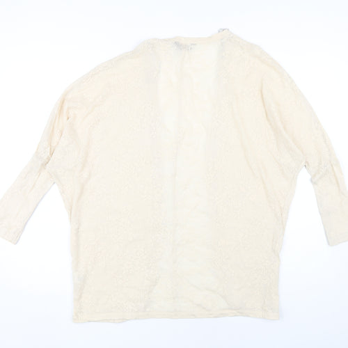 Miss Selfridge Women Ivory Open Front Cardigan Size 8 Open-Knit