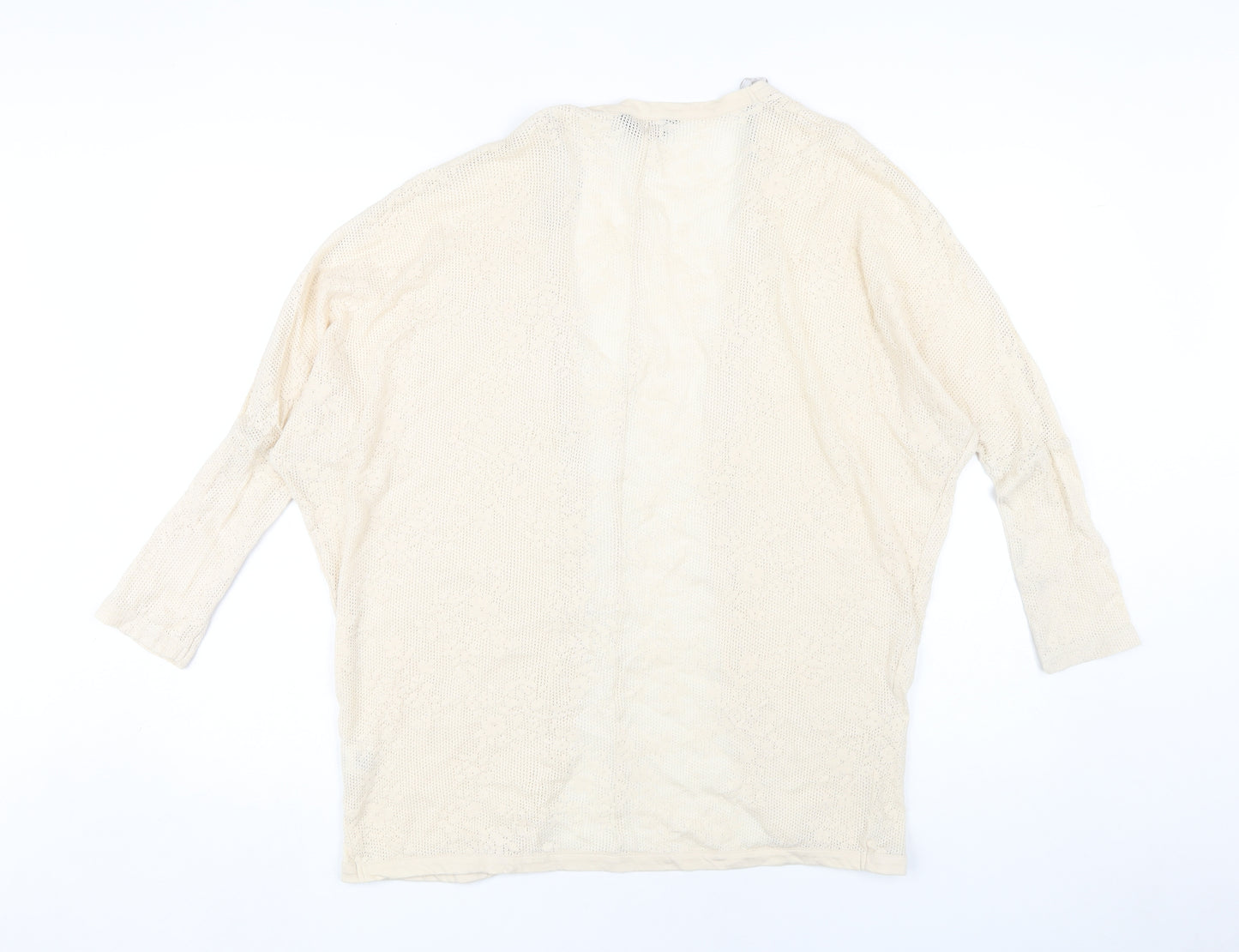 Miss Selfridge Women Ivory Open Front Cardigan Size 8 Open-Knit