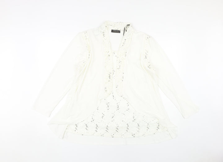Forever by Michael Gold Women's White Sequin Blouse - L
