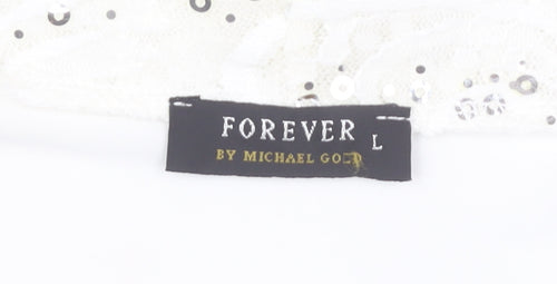 Forever by Michael Gold Women's White Sequin Blouse - L