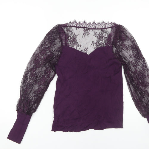 Next Women’s Purple Lace Sweetheart Blouse Size 12