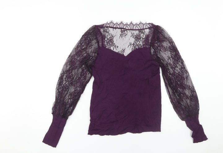 Next Women’s Purple Lace Sweetheart Blouse Size 12