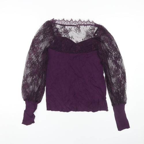 Next Women’s Purple Lace Sweetheart Blouse Size 12