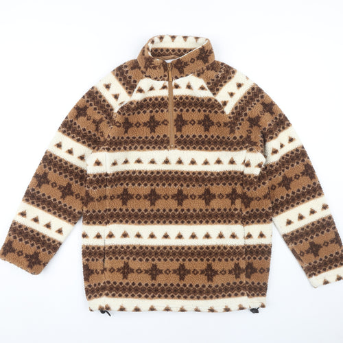 Cotton Traders Women's Brown Ivory Fleece Sweatshirt S