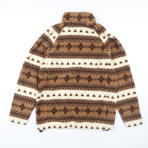Cotton Traders Women's Brown Ivory Fleece Sweatshirt S