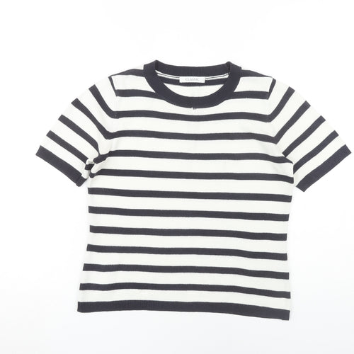 Marks and Spencer Women’s White Striped T-Shirt, Size 6