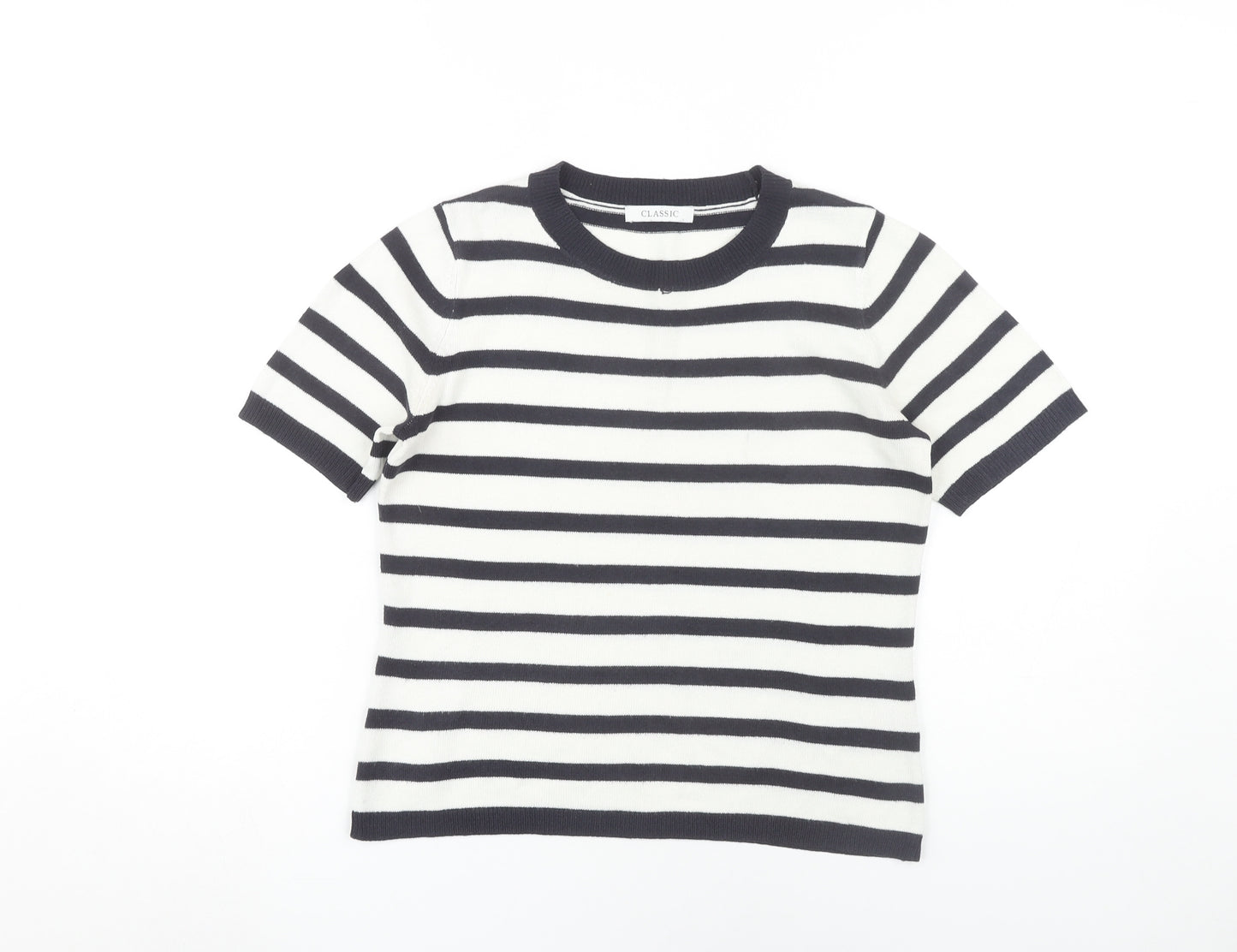 Marks and Spencer Women’s White Striped T-Shirt, Size 6
