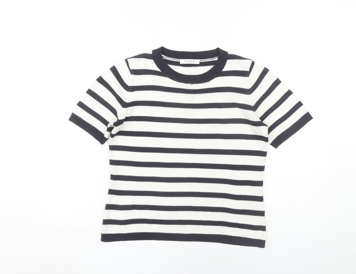 Marks and Spencer Women’s White Striped T-Shirt, Size 6