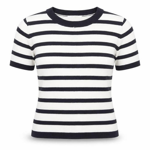 Marks and Spencer Women’s White Striped T-Shirt, Size 6