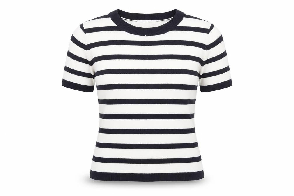 Marks and Spencer Women’s White Striped T-Shirt, Size 6