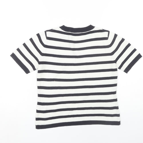Marks and Spencer Women’s White Striped T-Shirt, Size 6