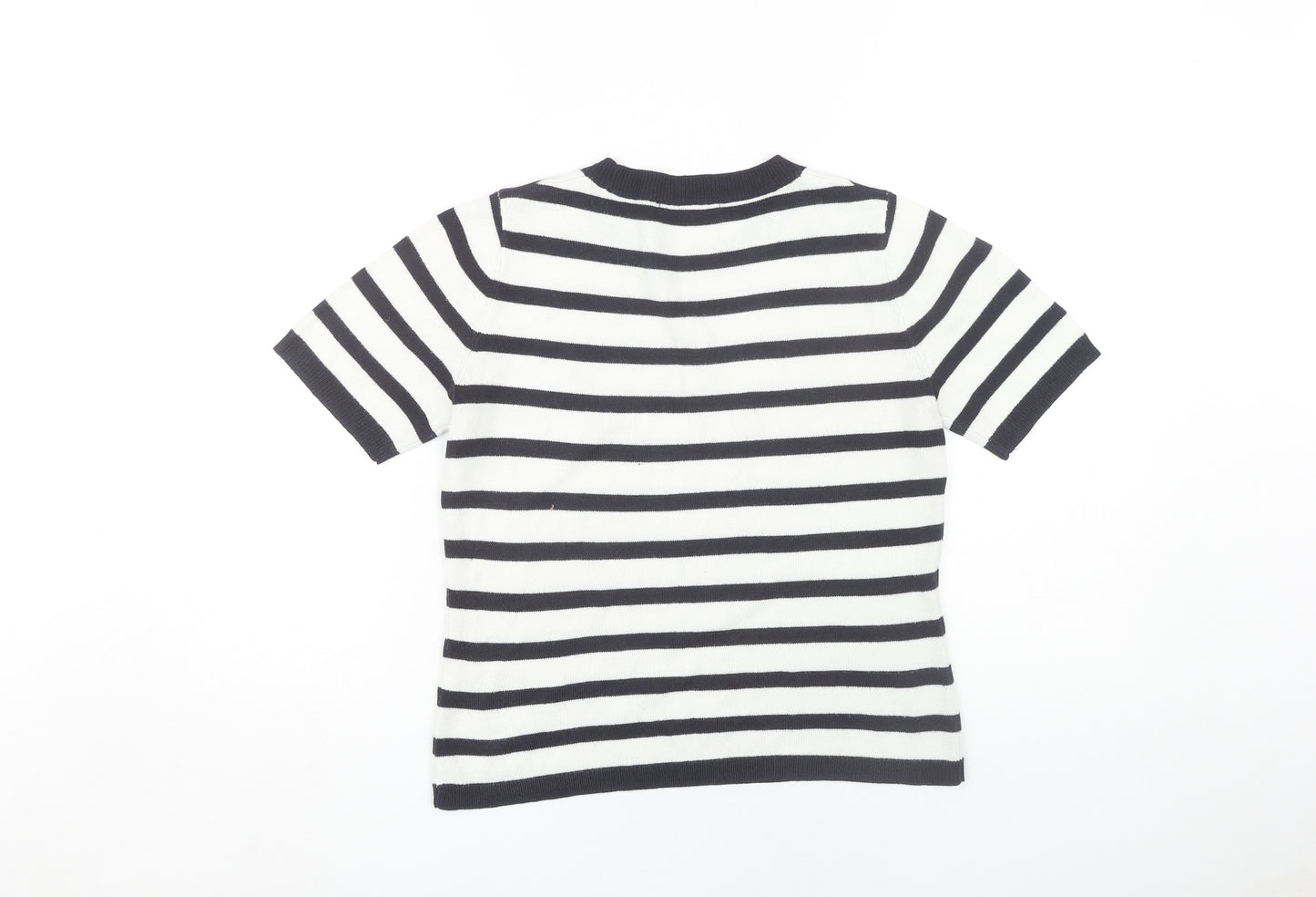 Marks and Spencer Women’s White Striped T-Shirt, Size 6