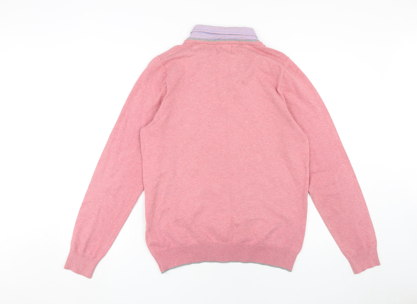 Marks and Spencer Men's Pink V-Neck Pullover, Size S