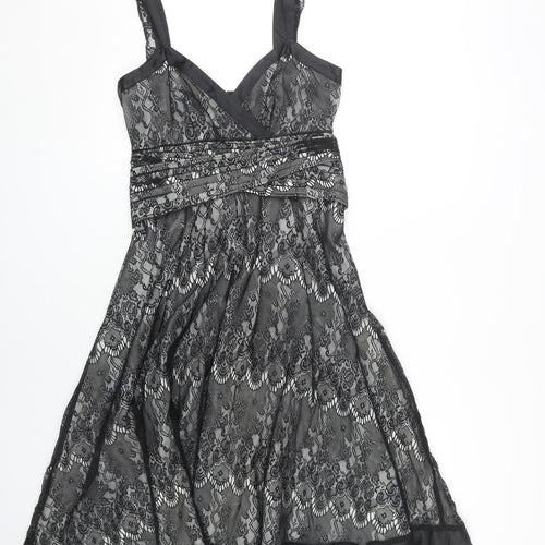 Next Women's Black Sleeveless Lace Dress Size 8